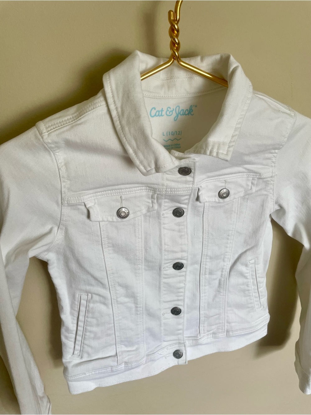 Cat & Jack White Girls Denim Jacket - Snap Front